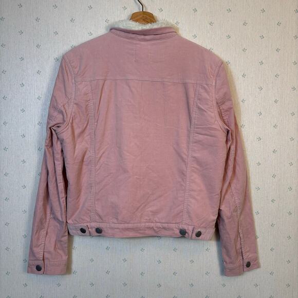TGLA Sherpa Corduroy Trucker Lined Shirt Jacket Size Medium Soft Pink Winter - Picture 4 of 11